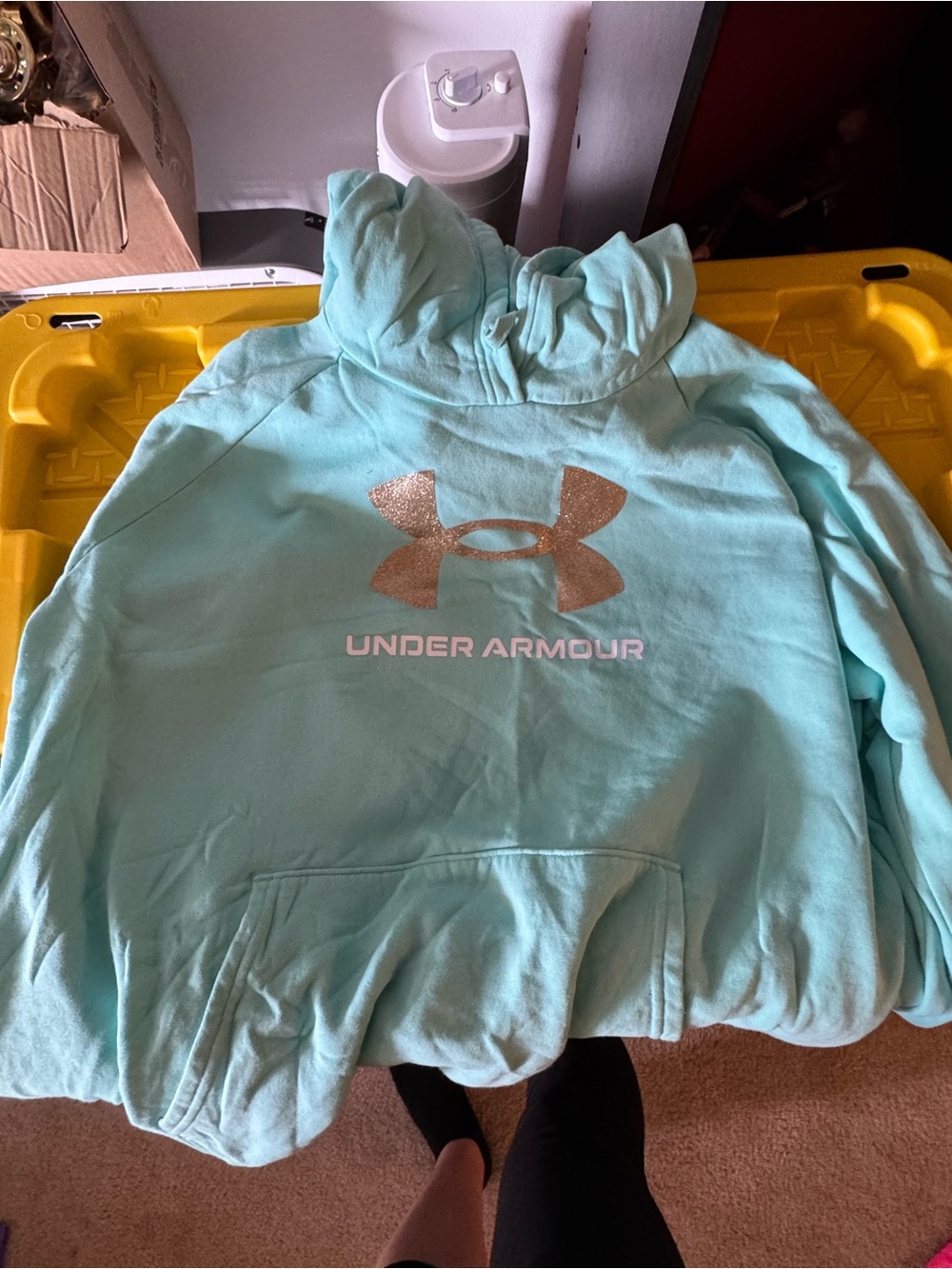 Under Armour women’s Light Blue Pullover Hoodie with Metallic Logo